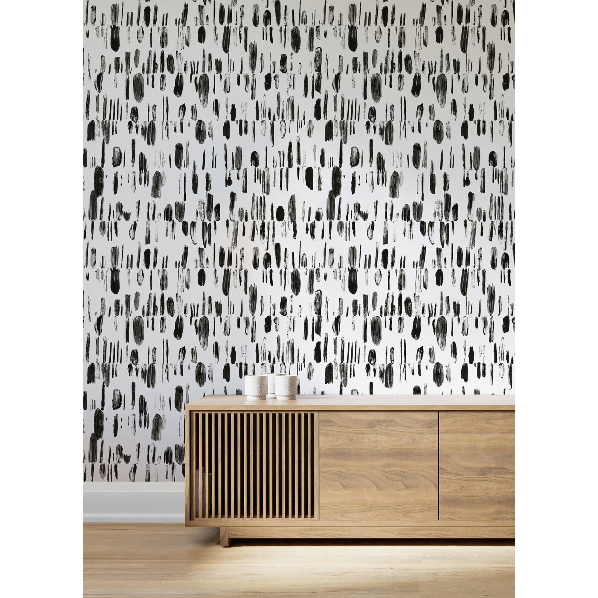 Katie Hunt Black Bold Brush Strokes Wall Mural